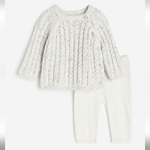 H&M NWT 2-PIECE KNIT SET Size 3M‎ Gender Neutral Cotton